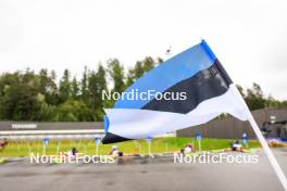 22.08.2024, Otepaeae, Estonia (EST): Event Feature: Estonian flag - IBU Summer Biathlon World Championships, super sprint junior women, Otepaeae (EST). www.nordicfocus.com. © Manzoni/NordicFocus. Every downloaded picture is fee-liable.