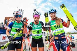 22.08.2024, Otepaeae, Estonia (EST): Inka Hamalainen (FIN), Lora Hristova (BUL), Ragna Fodstad (NOR), (l-r) - IBU Summer Biathlon World Championships, super sprint junior women, Otepaeae (EST). www.nordicfocus.com. © Manzoni/NordicFocus. Every downloaded picture is fee-liable.