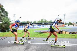 22.08.2024, Otepaeae, Estonia (EST): Heda Mikolasova (CZE), Adelina Rimbeu (ROU), Lora Hristova (BUL), (l-r) - IBU Summer Biathlon World Championships, super sprint junior women, Otepaeae (EST). www.nordicfocus.com. © Manzoni/NordicFocus. Every downloaded picture is fee-liable.