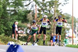 23.08.2024, Otepaeae, Estonia (EST): Vytautas Strolia (LTU), Martin Matko (SVK), Tomas Sklenarik (SVK), (l-r) - IBU Summer Biathlon World Championships, super sprint men, Otepaeae (EST). www.nordicfocus.com. © Manzoni/NordicFocus. Every downloaded picture is fee-liable.