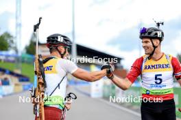 23.08.2024, Otepaeae, Estonia (EST): Andrejs Rastorgujevs (LAT), Adam Vaclavik (CZE), (l-r) - IBU Summer Biathlon World Championships, super sprint men, Otepaeae (EST). www.nordicfocus.com. © Manzoni/NordicFocus. Every downloaded picture is fee-liable.