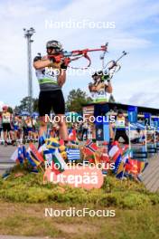 23.08.2024, Otepaeae, Estonia (EST): Florent Claude (BEL), Dmytro Pidruchnyi (UKR), (l-r) - IBU Summer Biathlon World Championships, super sprint men, Otepaeae (EST). www.nordicfocus.com. © Manzoni/NordicFocus. Every downloaded picture is fee-liable.