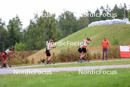 23.08.2024, Otepaeae, Estonia (EST): Renars Birkentals (LAT), Mikulas Karlik (CZE), Tomasz Jakiela (POL), (l-r) - IBU Summer Biathlon World Championships, super sprint men, Otepaeae (EST). www.nordicfocus.com. © Manzoni/NordicFocus. Every downloaded picture is fee-liable.