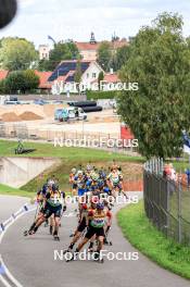 23.08.2024, Otepaeae, Estonia (EST): Vadim Kurales (KAZ), Emilien Claude (FRA), Dmytro Pidruchnyi (UKR), Jakub Stvrtecky (CZE), Rene Zahkna (EST), (l-r) - IBU Summer Biathlon World Championships, super sprint men, Otepaeae (EST). www.nordicfocus.com. © Manzoni/NordicFocus. Every downloaded picture is fee-liable.