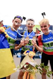 23.08.2024, Otepaeae, Estonia (EST): Artem Tyshchenko (UKR), Dmytro Pidruchnyi (UKR), Tomas Mikyska (CZE), (l-r) - IBU Summer Biathlon World Championships, super sprint men, Otepaeae (EST). www.nordicfocus.com. © Manzoni/NordicFocus. Every downloaded picture is fee-liable.