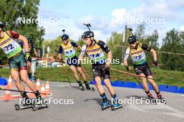 23.08.2024, Otepaeae, Estonia (EST): Nikita Cigak (LTU), Robert Heldna (EST), Joosep Perv (EST), (l-r) - IBU Summer Biathlon World Championships, super sprint men, Otepaeae (EST). www.nordicfocus.com. © Manzoni/NordicFocus. Every downloaded picture is fee-liable.