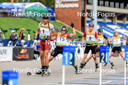 23.08.2024, Otepaeae, Estonia (EST): Andrejs Rastorgujevs (LAT), Wojciech Skorusa (POL), Tomas Mikyska (CZE), (l-r) - IBU Summer Biathlon World Championships, super sprint men, Otepaeae (EST). www.nordicfocus.com. © Manzoni/NordicFocus. Every downloaded picture is fee-liable.