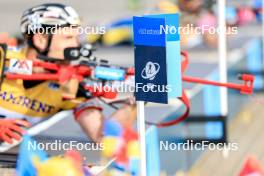 23.08.2024, Otepaeae, Estonia (EST): IBU and visit Estonia sign at the shooting range Event Feature: - IBU Summer Biathlon World Championships, super sprint men, Otepaeae (EST). www.nordicfocus.com. © Manzoni/NordicFocus. Every downloaded picture is fee-liable.