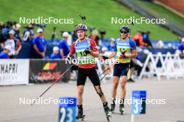 23.08.2024, Otepaeae, Estonia (EST): Tomas Mikyska (CZE), Artem Tyshchenko (UKR), (l-r) - IBU Summer Biathlon World Championships, super sprint men, Otepaeae (EST). www.nordicfocus.com. © Manzoni/NordicFocus. Every downloaded picture is fee-liable.