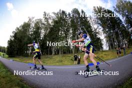 23.08.2024, Otepaeae, Estonia (EST): Anton Dudchenko (UKR), Artem Tyshchenko (UKR), (l-r) - IBU Summer Biathlon World Championships, super sprint men, Otepaeae (EST). www.nordicfocus.com. © Manzoni/NordicFocus. Every downloaded picture is fee-liable.