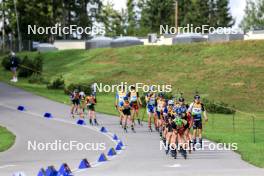 23.08.2024, Otepaeae, Estonia (EST): Maksim Makarov (MDA), Jesper Nelin (SWE), Robert Heldna (EST), (l-r) - IBU Summer Biathlon World Championships, super sprint men, Otepaeae (EST). www.nordicfocus.com. © Manzoni/NordicFocus. Every downloaded picture is fee-liable.