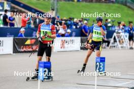 23.08.2024, Otepaeae, Estonia (EST): Tomas Mikyska (CZE), Artem Tyshchenko (UKR), (l-r) - IBU Summer Biathlon World Championships, super sprint men, Otepaeae (EST). www.nordicfocus.com. © Manzoni/NordicFocus. Every downloaded picture is fee-liable.