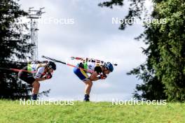 23.08.2024, Otepaeae, Estonia (EST): Robert Heldna (EST), Jesper Nelin (SWE), (l-r) - IBU Summer Biathlon World Championships, super sprint men, Otepaeae (EST). www.nordicfocus.com. © Manzoni/NordicFocus. Every downloaded picture is fee-liable.