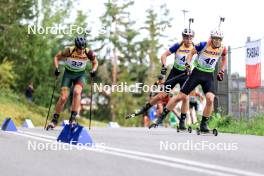 23.08.2024, Otepaeae, Estonia (EST): Vytautas Strolia (LTU), Tomas Sklenarik (SVK), Martin Matko (SVK), (l-r) - IBU Summer Biathlon World Championships, super sprint men, Otepaeae (EST). www.nordicfocus.com. © Manzoni/NordicFocus. Every downloaded picture is fee-liable.