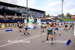 23.08.2024, Otepaeae, Estonia (EST): Fabien Claude (FRA), Alexandr Mukhin (KAZ), Vytautas Strolia (LTU), (l-r) - IBU Summer Biathlon World Championships, super sprint men, Otepaeae (EST). www.nordicfocus.com. © Manzoni/NordicFocus. Every downloaded picture is fee-liable.