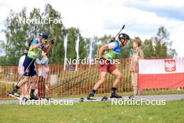 23.08.2024, Otepaeae, Estonia (EST): Dmytro Pidruchnyi (UKR), Andrejs Rastorgujevs (LAT), (l-r) - IBU Summer Biathlon World Championships, super sprint men, Otepaeae (EST). www.nordicfocus.com. © Manzoni/NordicFocus. Every downloaded picture is fee-liable.