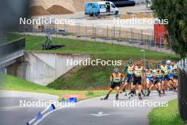 23.08.2024, Otepaeae, Estonia (EST): Jakub Stvrtecky (CZE), Michal Krcmar (CZE), Dmytro Pidruchnyi (UKR), Vadim Kurales (KAZ), Rene Zahkna (EST), (l-r) - IBU Summer Biathlon World Championships, super sprint men, Otepaeae (EST). www.nordicfocus.com. © Manzoni/NordicFocus. Every downloaded picture is fee-liable.