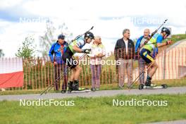 23.08.2024, Otepaeae, Estonia (EST): Rene Zahkna (EST), Artem Tyshchenko (UKR), (l-r) - IBU Summer Biathlon World Championships, super sprint men, Otepaeae (EST). www.nordicfocus.com. © Manzoni/NordicFocus. Every downloaded picture is fee-liable.