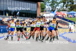 23.08.2024, Otepaeae, Estonia (EST): Cornel Puchianu (ROU), Jonas Marecek (CZE), Anton Sinapov (BUL), Andrejs Rastorgujevs (LAT), George Coltea (ROU), (l-r) - IBU Summer Biathlon World Championships, super sprint men, Otepaeae (EST). www.nordicfocus.com. © Manzoni/NordicFocus. Every downloaded picture is fee-liable.