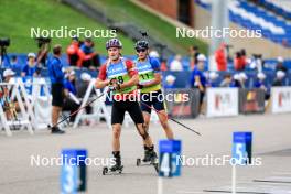 23.08.2024, Otepaeae, Estonia (EST): Tomas Mikyska (CZE), Artem Tyshchenko (UKR), (l-r) - IBU Summer Biathlon World Championships, super sprint men, Otepaeae (EST). www.nordicfocus.com. © Manzoni/NordicFocus. Every downloaded picture is fee-liable.