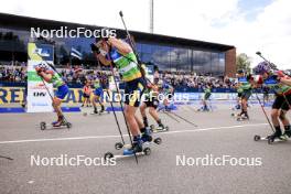 23.08.2024, Otepaeae, Estonia (EST): George Buta (ROU), George Coltea (ROU), Tomas Mikyska (CZE), (l-r) - IBU Summer Biathlon World Championships, super sprint men, Otepaeae (EST). www.nordicfocus.com. © Manzoni/NordicFocus. Every downloaded picture is fee-liable.