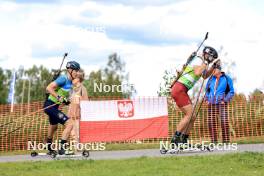 23.08.2024, Otepaeae, Estonia (EST): Dmytro Pidruchnyi (UKR), Andrejs Rastorgujevs (LAT), (l-r) - IBU Summer Biathlon World Championships, super sprint men, Otepaeae (EST). www.nordicfocus.com. © Manzoni/NordicFocus. Every downloaded picture is fee-liable.