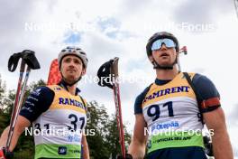 23.08.2024, Otepaeae, Estonia (EST): Fabien Claude (FRA), Emilien Claude (FRA), (l-r) - IBU Summer Biathlon World Championships, super sprint men, Otepaeae (EST). www.nordicfocus.com. © Manzoni/NordicFocus. Every downloaded picture is fee-liable.