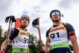 23.08.2024, Otepaeae, Estonia (EST): Fabien Claude (FRA), Emilien Claude (FRA), (l-r) - IBU Summer Biathlon World Championships, super sprint men, Otepaeae (EST). www.nordicfocus.com. © Manzoni/NordicFocus. Every downloaded picture is fee-liable.