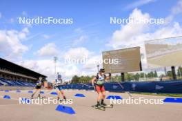 23.08.2024, Otepaeae, Estonia (EST): Seela Peuralahti (FIN), Johanna Nordqvist (SWE), Sandra Bulina (LAT), (l-r) - IBU Summer Biathlon World Championships, super sprint women, Otepaeae (EST). www.nordicfocus.com. © Manzoni/NordicFocus. Every downloaded picture is fee-liable.