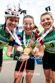 23.08.2024, Otepaeae, Estonia (EST): Suvi Minkkinen (FIN), Paulina Batovska Fialkova (SVK), Lucie Charvatova (CZE), (l-r) - IBU Summer Biathlon World Championships, super sprint women, Otepaeae (EST). www.nordicfocus.com. © Manzoni/NordicFocus. Every downloaded picture is fee-liable.