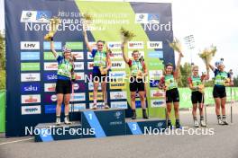 23.08.2024, Otepaeae, Estonia (EST): Suvi Minkkinen (FIN), Paulina Batovska Fialkova (SVK), Lucie Charvatova (CZE), Kamila Zuk (POL), Tereza Vobornikova (CZE), Venla Lehtonen (FIN), (l-r) - IBU Summer Biathlon World Championships, super sprint women, Otepaeae (EST). www.nordicfocus.com. © Manzoni/NordicFocus. Every downloaded picture is fee-liable.