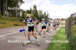 23.08.2024, Otepaeae, Estonia (EST): Khrystyna Dmytrenko (UKR), Anika Kozica (CRO), Suvi Minkkinen (FIN), Emma Nilsson (SWE), (l-r) - IBU Summer Biathlon World Championships, super sprint women, Otepaeae (EST). www.nordicfocus.com. © Manzoni/NordicFocus. Every downloaded picture is fee-liable.