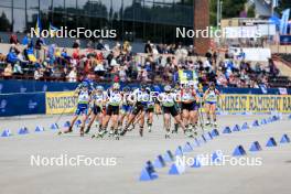 23.08.2024, Otepaeae, Estonia (EST): Annie Lind (SWE), Liubov Kypiachenkova (UKR), Paulina Batovska Fialkova (SVK), Susan Kuelm (EST), Alina Stremous (MDA), Kristyna Otcovska (CZE), Eniko Onodi (ROU), (l-r) - IBU Summer Biathlon World Championships, super sprint women, Otepaeae (EST). www.nordicfocus.com. © Manzoni/NordicFocus. Every downloaded picture is fee-liable.