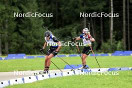 23.08.2024, Otepaeae, Estonia (EST): Susan Kuelm (EST), Paulina Batovska Fialkova (SVK), (l-r) - IBU Summer Biathlon World Championships, super sprint women, Otepaeae (EST). www.nordicfocus.com. © Manzoni/NordicFocus. Every downloaded picture is fee-liable.