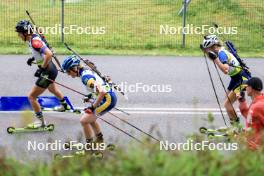 23.08.2024, Otepaeae, Estonia (EST): Julia Machyniakova (SVK), Emma Nilsson (SWE), Khrystyna Dmytrenko (UKR), (l-r) - IBU Summer Biathlon World Championships, super sprint women, Otepaeae (EST). www.nordicfocus.com. © Manzoni/NordicFocus. Every downloaded picture is fee-liable.