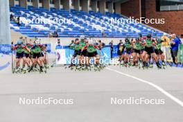 23.08.2024, Otepaeae, Estonia (EST): Anika Kozica (CRO), Paulina Batovska Fialkova (SVK), Susan Kuelm (EST), Alina Stremous (MDA), Tereza Vobornikova (CZE), Tuuli Tomingas (EST), Anna Maka (POL), Lucie Charvatova (CZE), Susanna Meinen (SUI), (l-r) - IBU Summer Biathlon World Championships, super sprint women, Otepaeae (EST). www.nordicfocus.com. © Manzoni/NordicFocus. Every downloaded picture is fee-liable.