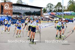 23.08.2024, Otepaeae, Estonia (EST): Polina Yegorova (KAZ), Liubov Kypiachenkova (UKR), Judita Traubaite (LTU), (l-r) - IBU Summer Biathlon World Championships, super sprint women, Otepaeae (EST). www.nordicfocus.com. © Manzoni/NordicFocus. Every downloaded picture is fee-liable.