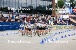 23.08.2024, Otepaeae, Estonia (EST): Annie Lind (SWE), Paulina Batovska Fialkova (SVK), Alina Stremous (MDA), Kristyna Otcovska (CZE), Arina Kryukova (KAZ), Eniko Onodi (ROU), (l-r) - IBU Summer Biathlon World Championships, super sprint women, Otepaeae (EST). www.nordicfocus.com. © Manzoni/NordicFocus. Every downloaded picture is fee-liable.