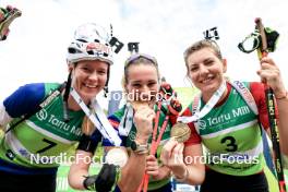 23.08.2024, Otepaeae, Estonia (EST): Suvi Minkkinen (FIN), Paulina Batovska Fialkova (SVK), Lucie Charvatova (CZE), (l-r) - IBU Summer Biathlon World Championships, super sprint women, Otepaeae (EST). www.nordicfocus.com. © Manzoni/NordicFocus. Every downloaded picture is fee-liable.