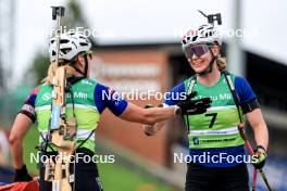 23.08.2024, Otepaeae, Estonia (EST): Paulina Batovska Fialkova (SVK), Suvi Minkkinen (FIN), (l-r) - IBU Summer Biathlon World Championships, super sprint women, Otepaeae (EST). www.nordicfocus.com. © Manzoni/NordicFocus. Every downloaded picture is fee-liable.