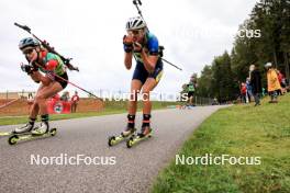 23.08.2024, Otepaeae, Estonia (EST): Natalia Sidorowicz (POL), Anna Kryvonos (UKR), (l-r) - IBU Summer Biathlon World Championships, super sprint women, Otepaeae (EST). www.nordicfocus.com. © Manzoni/NordicFocus. Every downloaded picture is fee-liable.