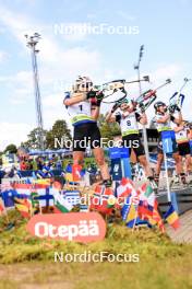 23.08.2024, Otepaeae, Estonia (EST): Paulina Batovska Fialkova (SVK), Susanna Meinen (SUI), Susan Kuelm (EST), (l-r) - IBU Summer Biathlon World Championships, super sprint women, Otepaeae (EST). www.nordicfocus.com. © Manzoni/NordicFocus. Every downloaded picture is fee-liable.