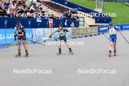 23.08.2024, Otepaeae, Estonia (EST): Susan Kuelm (EST), Judita Traubaite (LTU), Annie Lind (SWE), (l-r) - IBU Summer Biathlon World Championships, super sprint women, Otepaeae (EST). www.nordicfocus.com. © Manzoni/NordicFocus. Every downloaded picture is fee-liable.