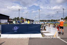 21.08.2024, Otepaeae, Estonia (EST): Event Feature: Overview over parts of the stadium with the venue dressing - IBU Summer Biathlon World Championships, training, Otepaeae (EST). www.nordicfocus.com. © Manzoni/NordicFocus. Every downloaded picture is fee-liable.