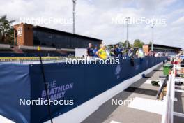 21.08.2024, Otepaeae, Estonia (EST): Event Feature: Overview over parts of the stadium with the venue dressing - IBU Summer Biathlon World Championships, training, Otepaeae (EST). www.nordicfocus.com. © Manzoni/NordicFocus. Every downloaded picture is fee-liable.