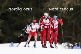 23.03.2024, Ulrichen, Switzerland (SUI): Jamina Brenner (SUI), Ronja Rietveld (SUI), Chiara Arnet (SUI), (l-r) - Swiss Championships biathlon, mass, Ulrichen (SUI). www.nordicfocus.com. © Manzoni/NordicFocus. Every downloaded picture is fee-liable.