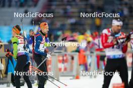 14.02.2024, Nove Mesto na Morave, Czechia (CZE): Miha Dovzan (SLO), Jakov Fak (SLO), (l-r) - IBU World Championships Biathlon, individual men, Nove Mesto na Morave (CZE). www.nordicfocus.com. © Thibaut/NordicFocus. Every downloaded picture is fee-liable.