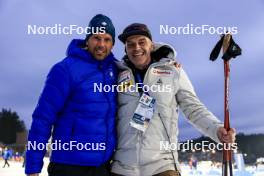 14.02.2024, Nove Mesto na Morave, Czechia (CZE): Christoph Eigenmann (SUI), Lukas Keel (SUI) - IBU World Championships Biathlon, individual men, Nove Mesto na Morave (CZE). www.nordicfocus.com. © Manzoni/NordicFocus. Every downloaded picture is fee-liable.