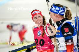 13.02.2024, Nove Mesto na Morave, Czechia (CZE): Lena Haecki-Gross (SUI), Franziska Preuss (GER) - IBU World Championships Biathlon, individual women, Nove Mesto na Morave (CZE). www.nordicfocus.com. © Thibaut/NordicFocus. Every downloaded picture is fee-liable.