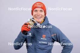 14.02.2024, Nove Mesto na Morave, Czechia (CZE): Benedikt Doll (GER) - IBU World Championships Biathlon, medals, Nove Mesto na Morave (CZE). www.nordicfocus.com. © Manzoni/NordicFocus. Every downloaded picture is fee-liable.